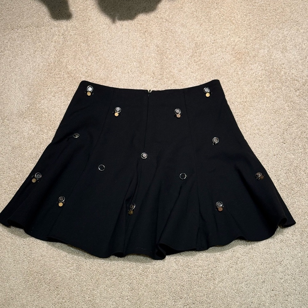 Elizabeth and James Black Skater Mini Skirt with Silver Embellishments - Picture 2 of 3